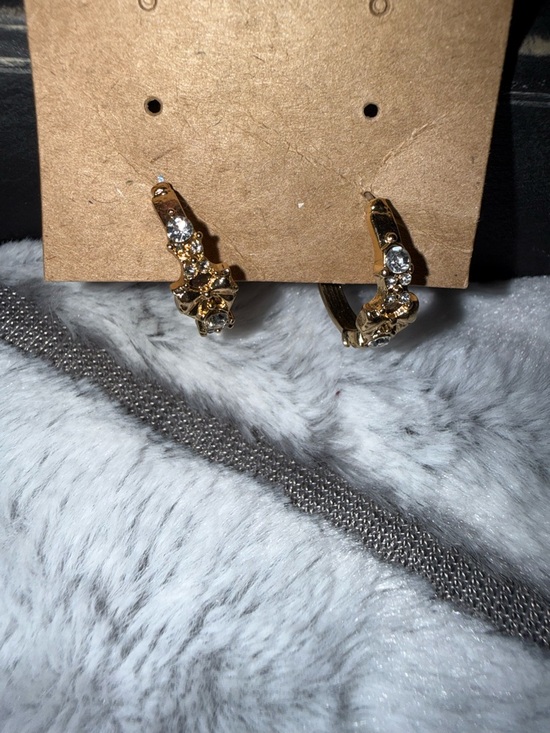 wild fable Jewelry - wild fable Gold Floral Crystal Huggie Earrings